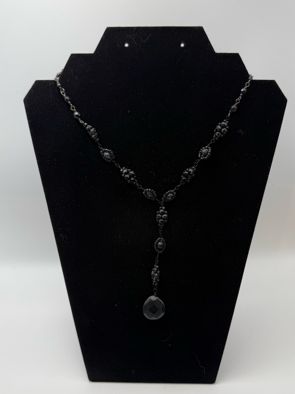 Source Unknown Black Beaded Y-Drop Necklace